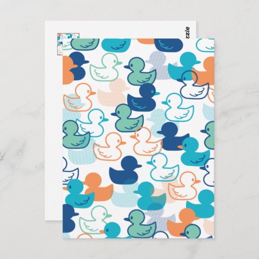 Happy Swimming a Paddling of Encks Muster III Postkarte (Vorne/Hinten)