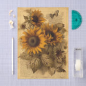 Happy Swirling Sunflowers, Butterflies and Script Seidenpapier (Handwerk)