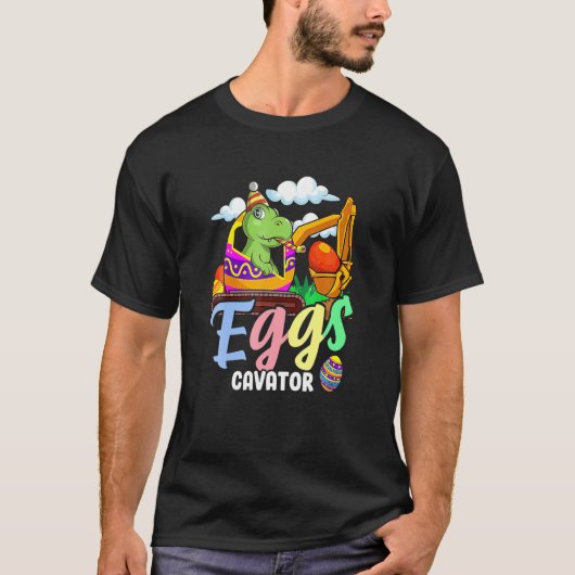 Happy T Rex Easter Dinosaur Egg Excavator Eggs Cav T-Shirt (Vorderseite)