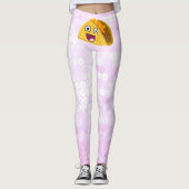 Happy taco auf rosa Imitate sequenzieren Muster Leggings (Vorderseite)
