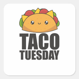 Happy Taco Dienstag - Mexikanisches Essen Quadratischer Aufkleber