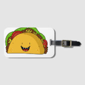 Happy Taco lächelnder Cartoon niedlich Gepäckanhänger (Vorderseite (Horizontal))