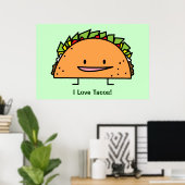 Happy Taco Mais Muschel Rindfleisch Salsa mexikani Poster (Heimbüro)