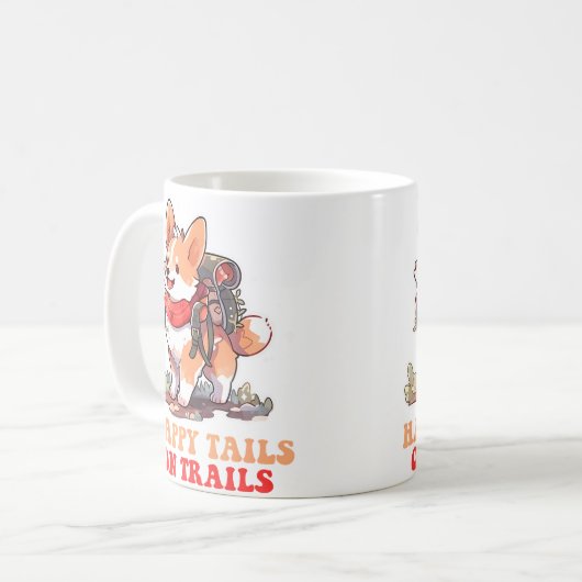 Happy Tails On Trails Funny Dog Trailing Camping L Kaffeetasse (Vorderseite Links)
