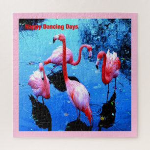 Happy Tanztage flamingos art Puzzle