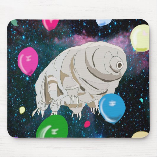 Happy Tardigrade, der durch Raum und Ballons schwe Mousepad (Vorne)