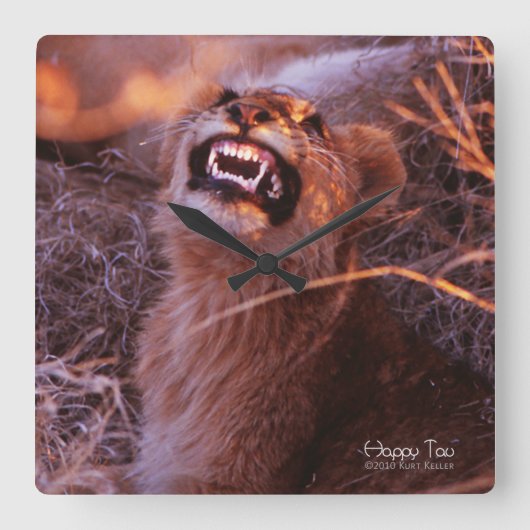 Happy Tau Quadratische Wanduhr (Vorderseite)