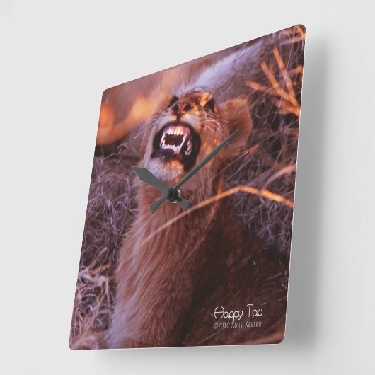 Happy Tau Quadratische Wanduhr (Winkel)