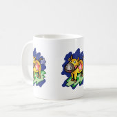 Happy Taurus Blue mit Red Star Cartoon Kaffeetasse (Vorderseite Links)
