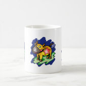 Happy Taurus Blue mit Red Star Cartoon Kaffeetasse (Mittel)