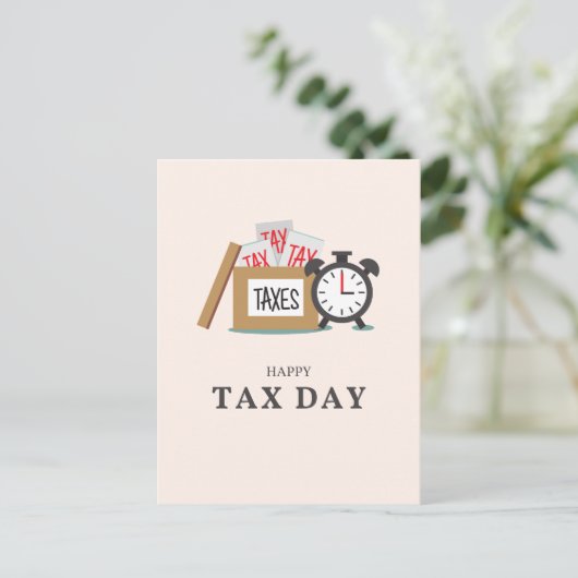 Happy Tax Day Postkarte (Stehend Vorderseite)