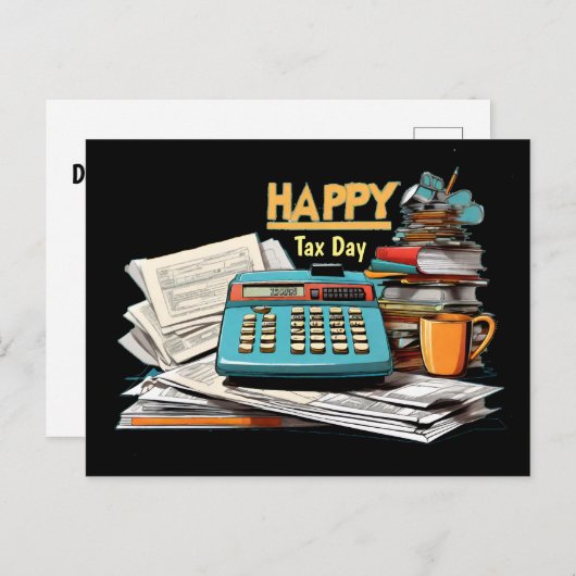 Happy Tax Day Rechner mit Formularen Postkarte (Vorne/Hinten)