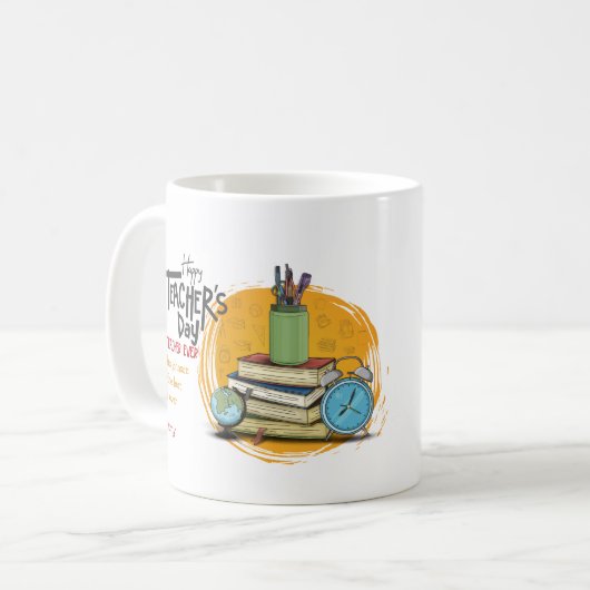 Happy Teacher Day Custom Foto Kaffeetasse (Vorderseite Links)