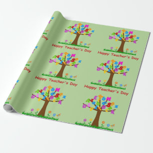 Happy Teachers Day Alphabet Tree Geschenkpapier