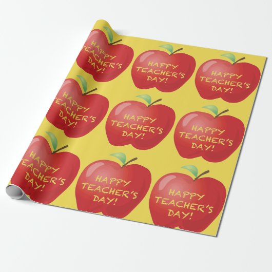 Happy Teachers Day Apple Geschenkpapier (Ungerollt)