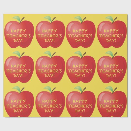 Happy Teachers Day Apple Geschenkpapier (Saum)