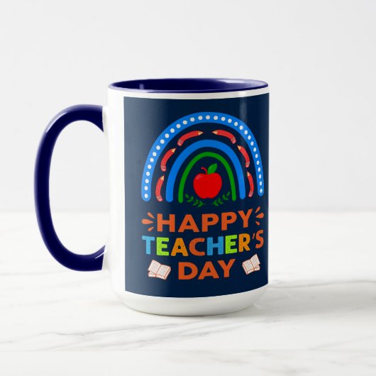 Happy Teachers Day Rainbow & Apple Coffee Tasse (Links)