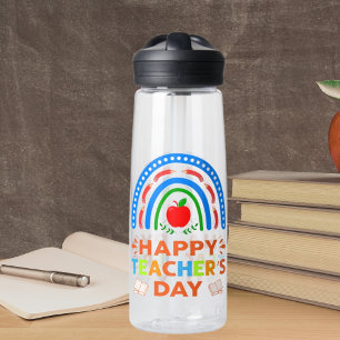 Happy Teachers Day Rainbow & Apple Trinkflasche