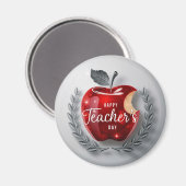 Happy Teachers Day Red Apple Magnet (Vorderseite/Rückseite)