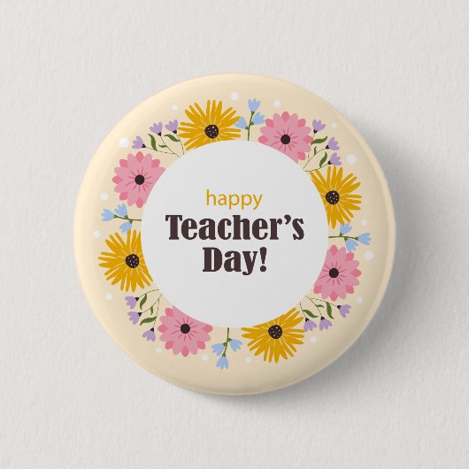 Happy Teacher's Day Wild Flowers Button (Vorderseite)