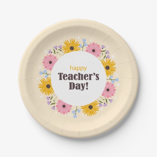 Happy Teacher's Day Wild Flowers Pappteller (Vorderseite)