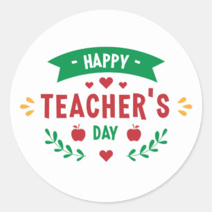 Happy Teacher's Day Word Art Runder Aufkleber