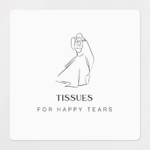 "Happy Tears" Labels für Hochzeitsleder, Kleenex Etiketten