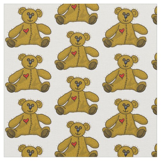 Happy Teddy Bear Fabric Stoff (Nahaufnahme)