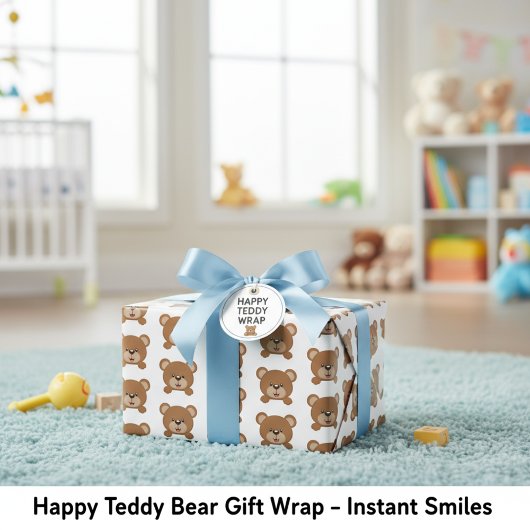 Happy Teddy Bear Gift Wrap - Sofort lächeln Geschenkpapier Set