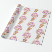 Happy Teddy Bear Pink Baby Shower Geschenkpapier (Ungerollt)