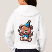 Happy Teddy Bear with Party Attire in a Doodle Hoodie (Rückseite)
