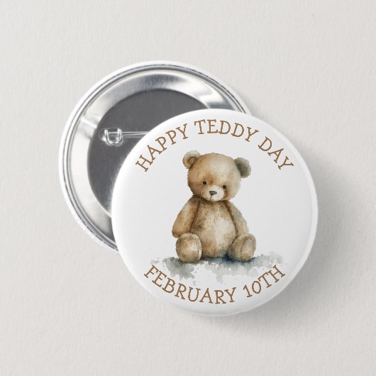 Happy Teddy Day | 10. Februar Button (Vorne & Hinten)