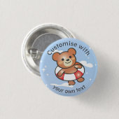 Happy Teddy Summer Holiday Pool Float Custom Text Button (Vorne & Hinten)
