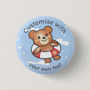Happy Teddy Summer Holiday Pool Float Custom Text Button