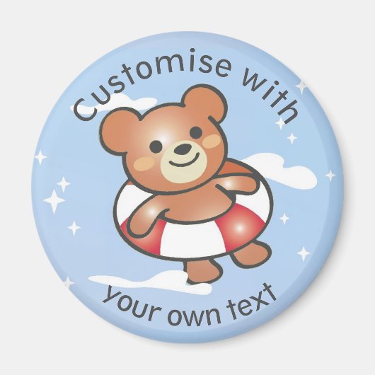 Happy Teddy Summer Holiday Pool Float Custom Text Magnet (Vorne)