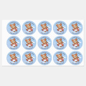 Happy Teddy Summer Holiday Pool nach Maß Etiketten (Blatt)