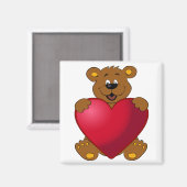 Happy Teddybär mit Herz-Cartoon Magnet (Vorderseite/Rückseite)