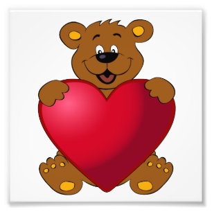 Happy Teddybear with heart Cartoon girls Fotodruck