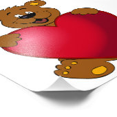 Happy Teddybear with heart Cartoon girls Fotodruck (Ecke)