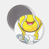 Happy Tennis Ball Magnet (Vorderseite/Rückseite)