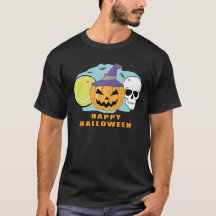 Happy Tennis Halloween - Spooky Skull and Pumpkin