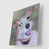 HAPPY TERRIER MIX | SCHLIESSEN QUADRATISCHE WANDUHR (Winkel)