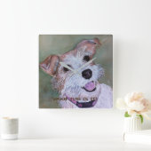 HAPPY TERRIER MIX | SCHLIESSEN QUADRATISCHE WANDUHR (Zuhause)