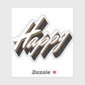 Happy Text Design Aufkleber (Blatt)