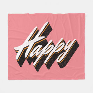 Happy Text Design Fleecedecke