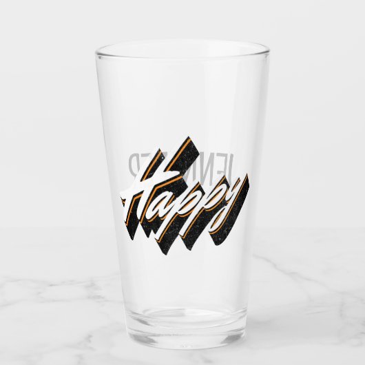 Happy Text Design Glas (Vorderseite)