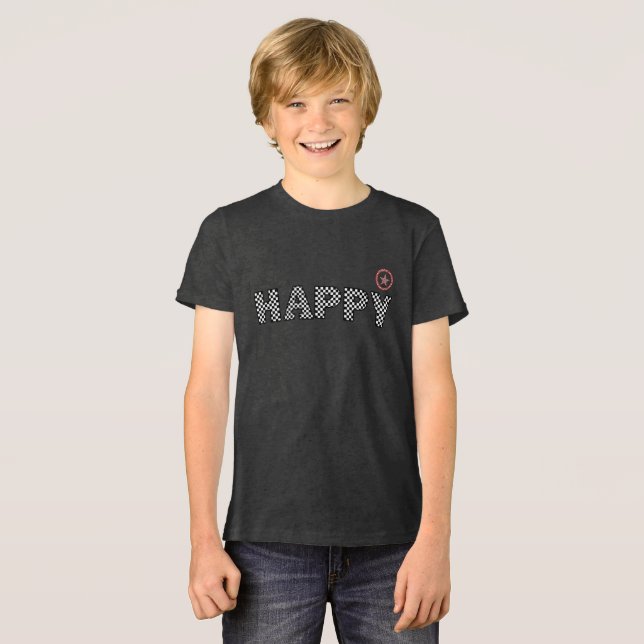 Happy Text Tri-Blend Shirt (Vorderseite voll)