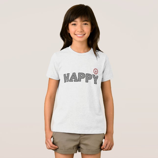 Happy Text Tri-Blend Shirt (Vorderseite Voll)
