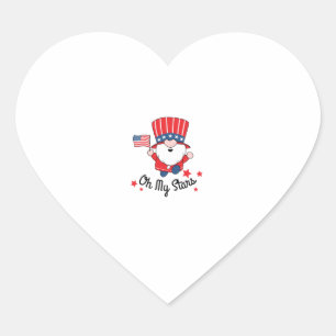 Happy th July Oh meine Sterne Niedlich Gnome Ameri Herz-Aufkleber
