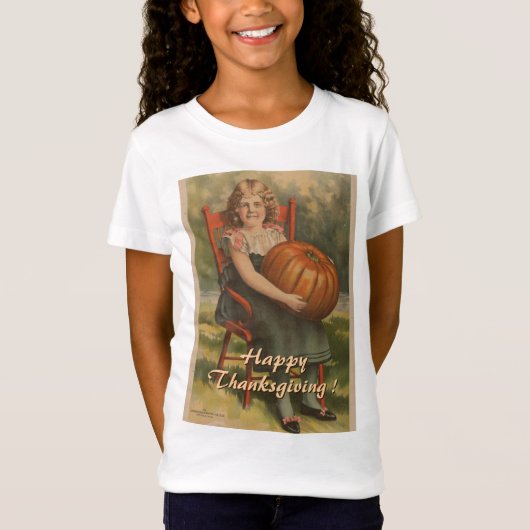 Happy Thanksgibing | Vintages Mädchen mit Pumpkin T-Shirt (Vorderseite)